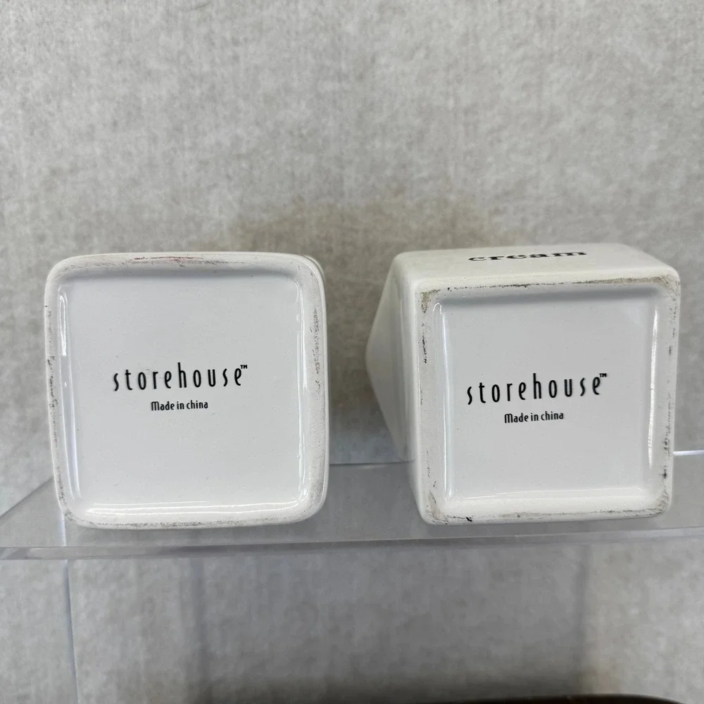 White Ceramic Milk Carton Sugar and Cream Set Modern Farmhouse Decor